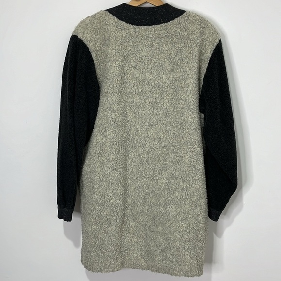 Canvasbacks Lutton & Horsfield Long Sherpa Wool Womens L Coat Jacket Black Gray - Picture 2 of 16